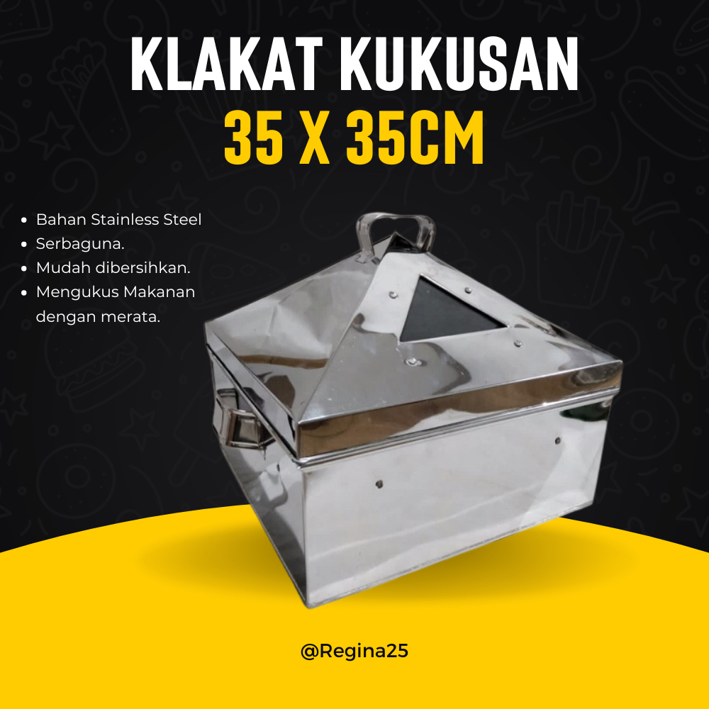 Klakat Kukusan Kotak Ukuran 35x35cm Bahan Stainless Kelakat 35cm Alat Kukus Dimsum Pengukus Termurah