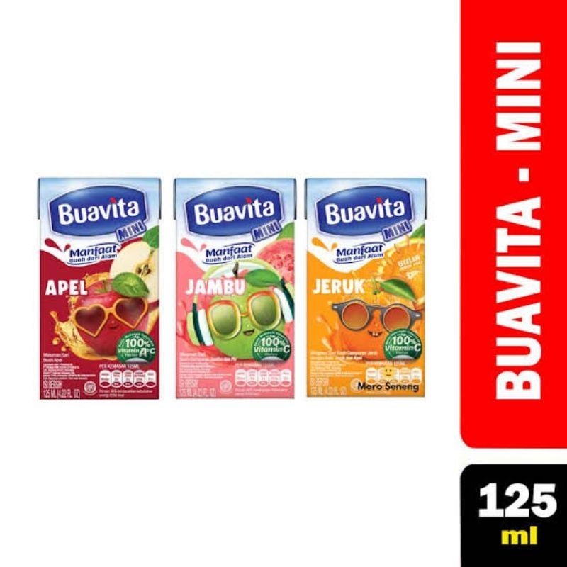 

BUAVITA MINUMAN JUS INSTANT RASA JAMBU | JERUK | APEL NETTO 115 ML