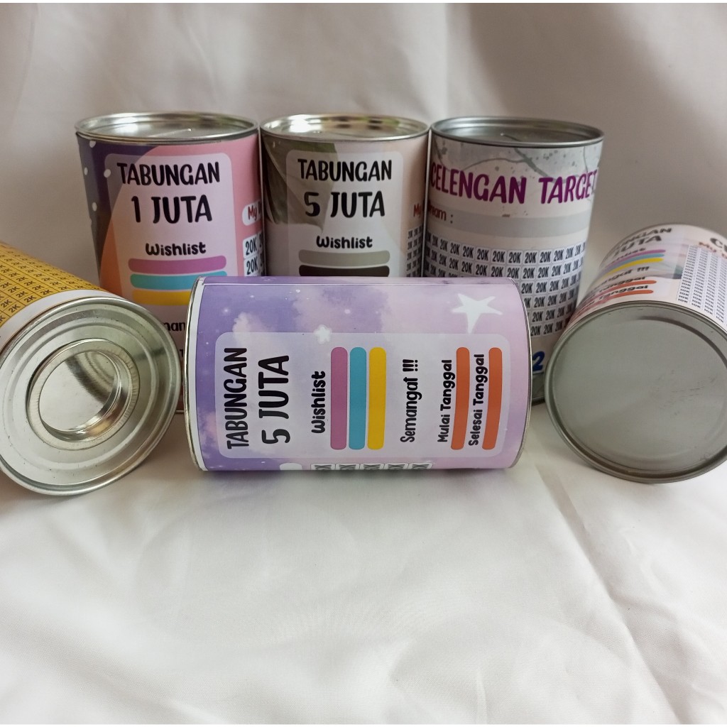 celengan target celengan buka tutup celengan kaleng paper tube