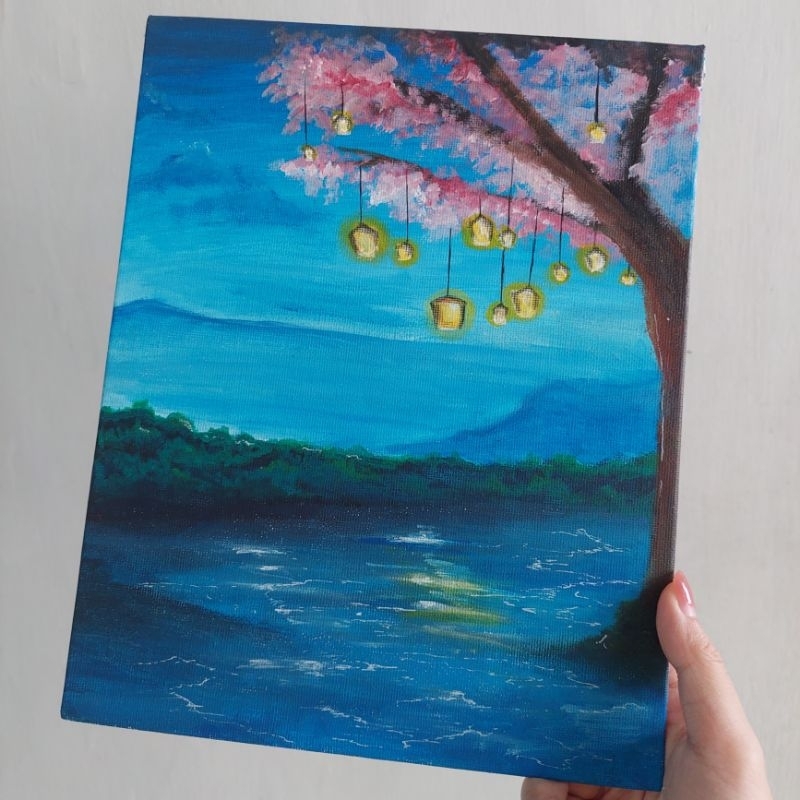 

Scenery Painting With Lanterns | Canvas | sakura Tree