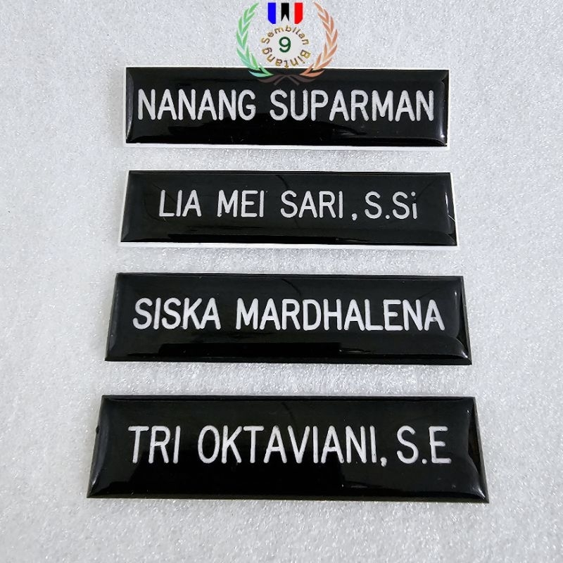 

Papan Nama Dada Grafir Lapisan Coating Resin Plus Pin Korpri Kuningan Premium