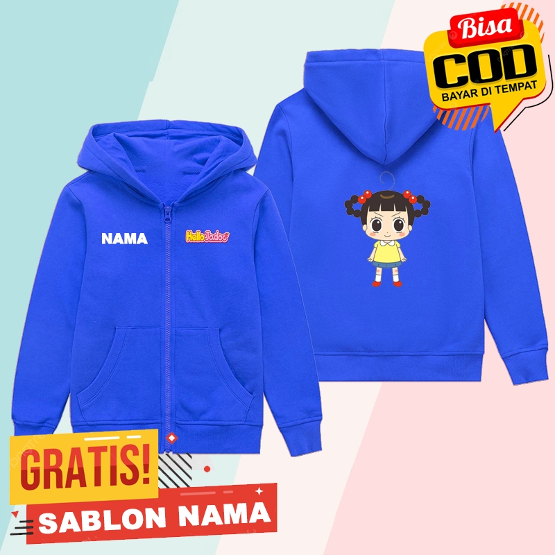 Jaket Hoodie Zipper Anak Choi Jadoo Hello Jadoo / Jaket Sleting Anak Laki Laki & Perempuan Custom Na