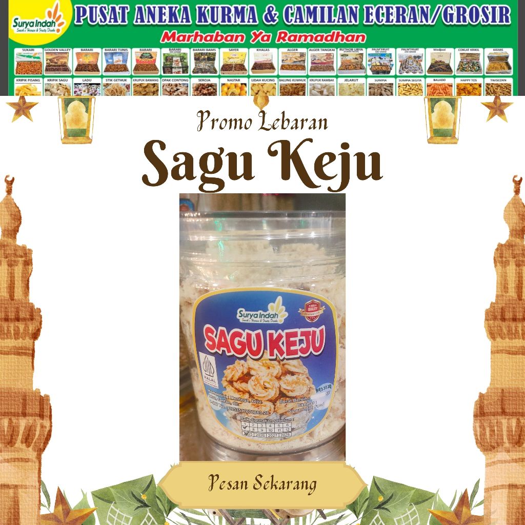 

Sagu Keju dengan Toples Tabung 750ml Kue Hari Lebaran Surya Indah Jombang