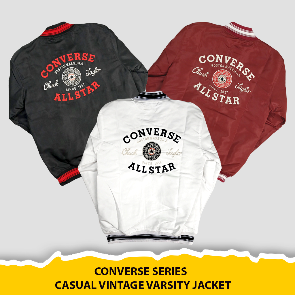 Converse Varsity Jacket for Men and Women Casual Vintage with Embroidered Images and Text
