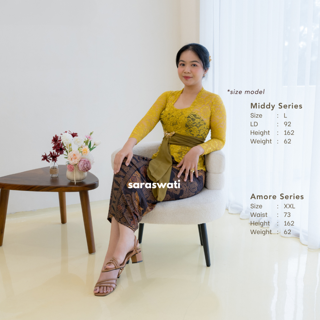 [SATU SET KEBAYA] Saraswati Kebaya Bali Brokat Premium Stretch Lengan Panjang | Kebaya Jumbo | Kebay