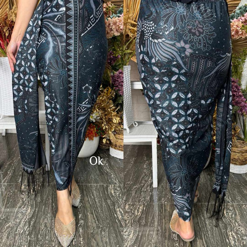 Rok Set Sendang Denim Stretch Batik | Kamen jadi Batik | Rok Batik | Rok Wisuda | Batik Bali | Bawah