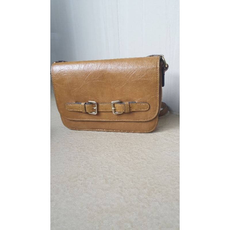 NO DEFECT  Mango Leather sling Bag | Tas kulit selempang Mango | ORIGINAL