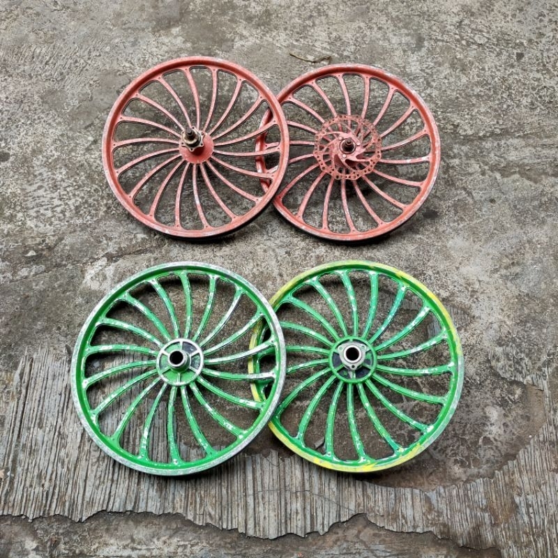 Harga Sepasang Roda Rim Wheel Set Pelk Velk Velg Sepeda Engkol BMX Minion Minitrex Kipas Racing Allo