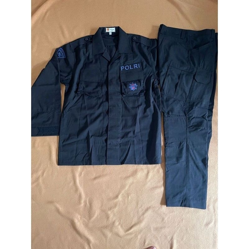PROMO Seragam Pdl Tactikal Hitam jatah Brimob Polri  Bahan halus