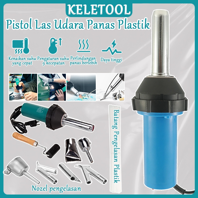 Las Plastik Udara Panas 1080W Pistol Senapan Panas Pistol Las Vinyl PVC TPO Kit Las Atap Plastik Kot