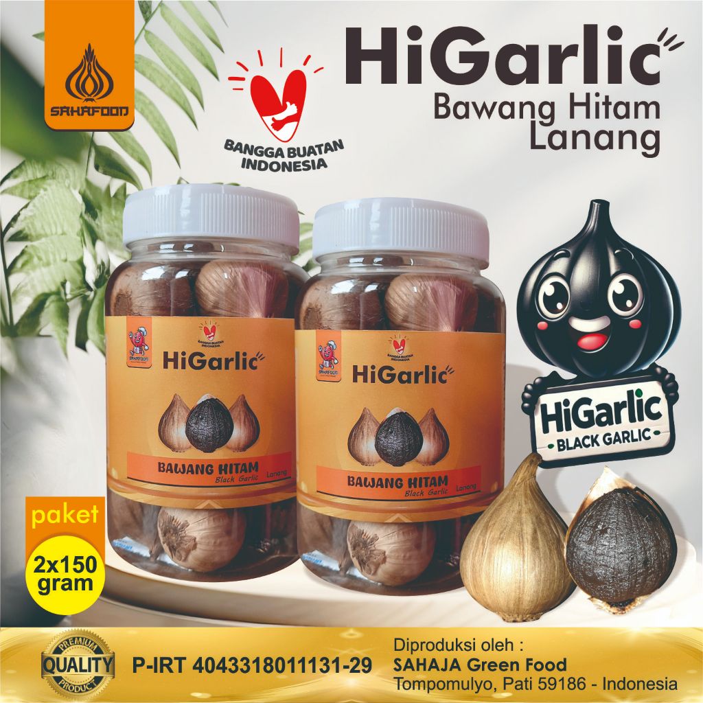 

HiGarlic paket 2x150 gram Bawang Hitam Lanang Black Garlic SahaFood sehat dan menyehatkan