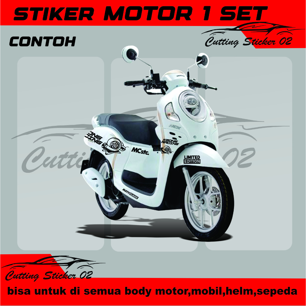 Cutting Sticker Striping Motor Scoopy Fullset isi 14 PCS Stiker Keong Siput