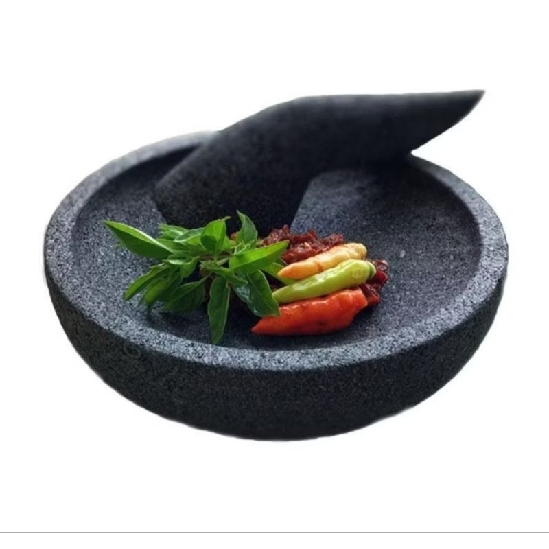 1set Cobek Batu /Cobek Batu Gunung Asli +Ulekan /Cobek Batu Asli 100%