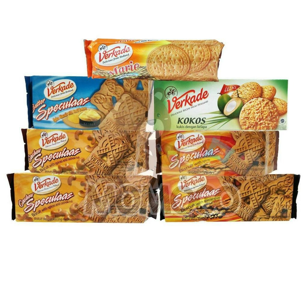 

Camilan Makanan Ringan Biskuit Ala Holland Verkade 150 Gr Varian Ginger, Compri Strawberry, Coklat, Kruid Kokos, Sand Cookies Lemon, Butter , 200 Gr Speculaas Spices, Cashew