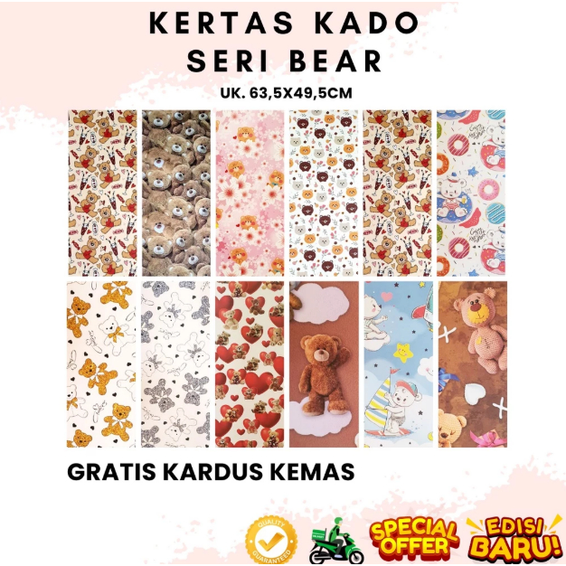 

Kertas kado Wrapping Paper Sansan Wawa seri Bear