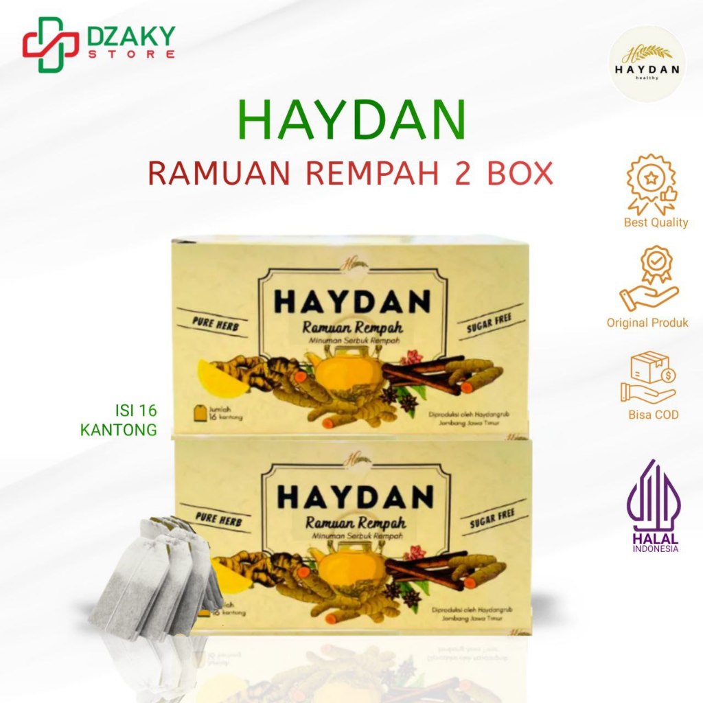 

Teh Detox | Ramuan Rempah Haydan | DIET+HAID LANCAR | Detoks |JSR| Teh Celup Rempah | Imunitas 2 box
