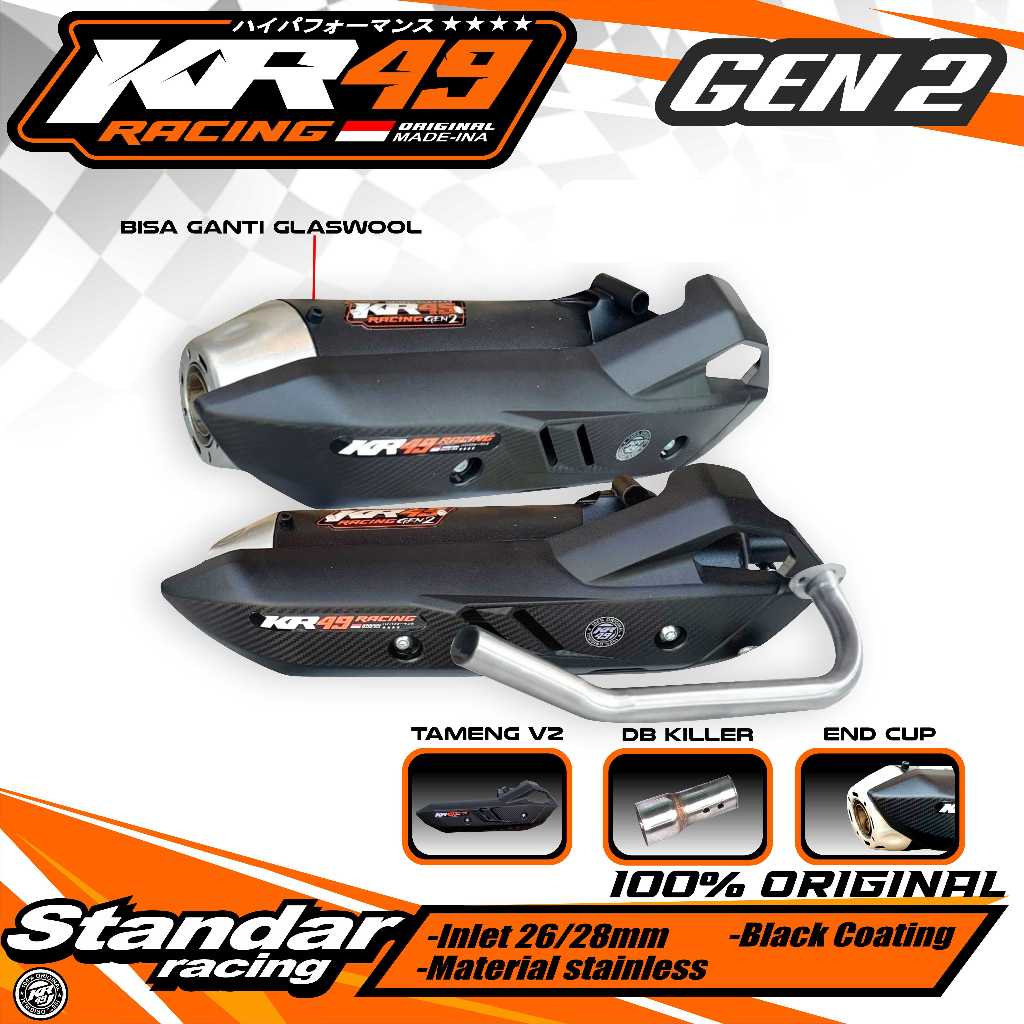 Termurah Knalpot Standar Racing Original Kr49 Gen2 Untuk Beat Vario Scoopy Mio Nmax Aerox All Matic