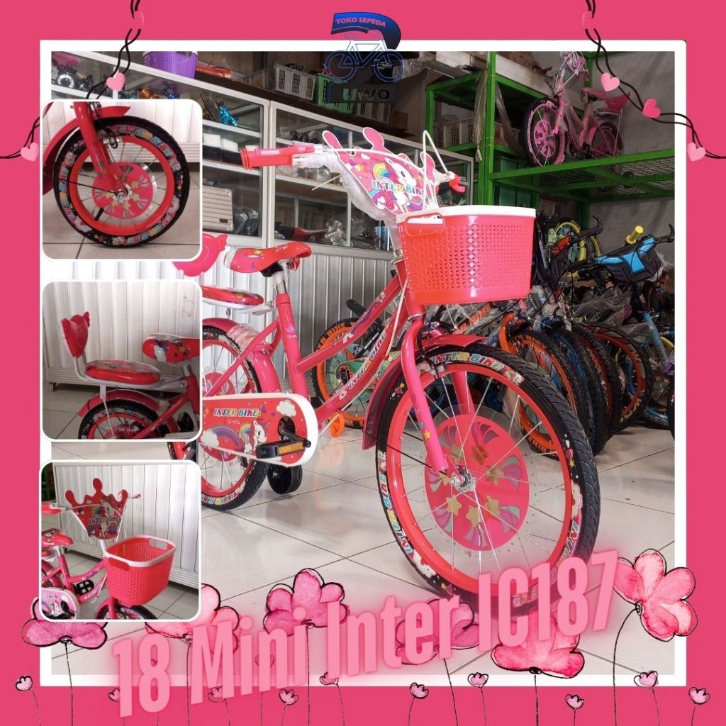 Sepeda Anak Perempuan Mini ukuran 18 Inter Murah Menarik untuk 5-7 tahun