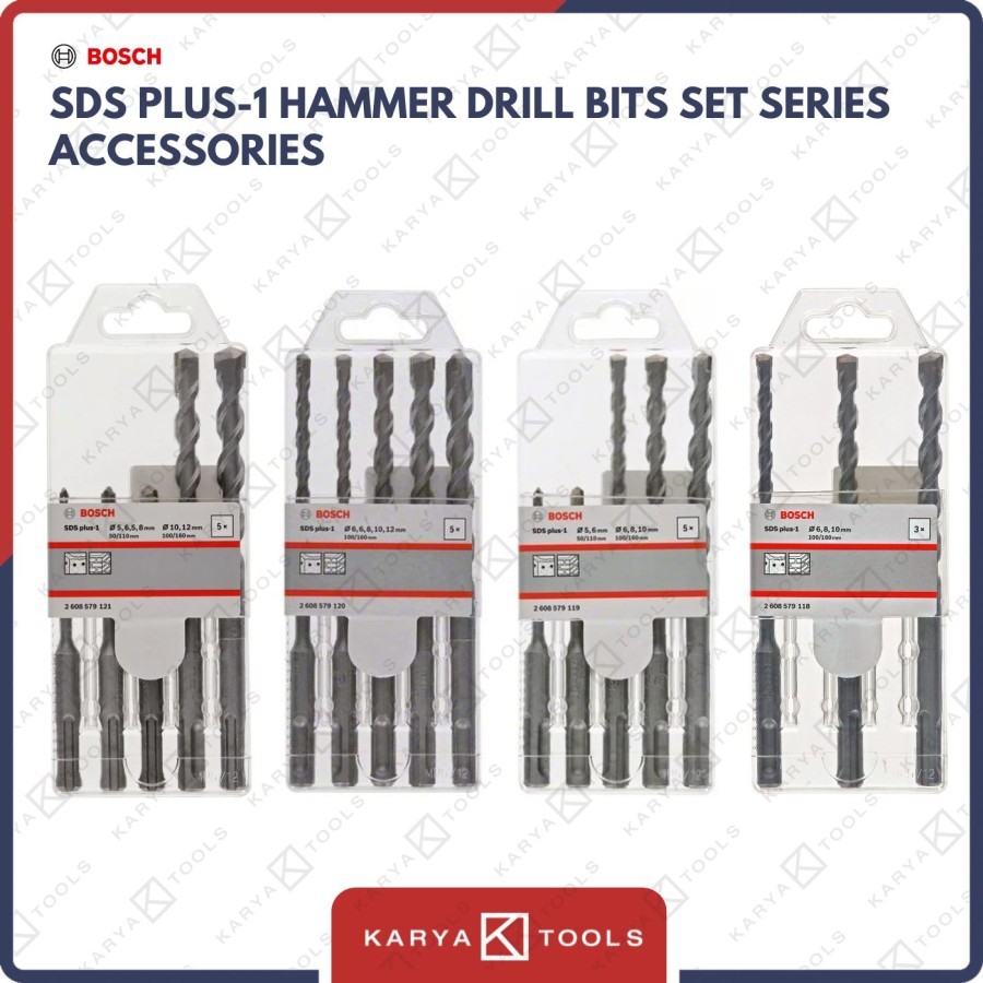 Bosch SDS Plus-1 Hammer Drill Bits / Mata Bor Beton Set 3 PCS - 5 PCS