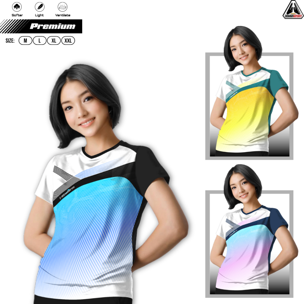 BCW Wins Cinta Baju Olahraga Premium Cewe Baju Badminton Wanita Baju Volly Cewek Print