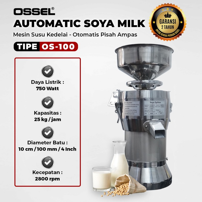 OSSEL Mesin Susu Kedelai 25 Kg Mesin Pembuat Susu Kedelai Pisah Ampas Otomatis OS-100 OSSEL