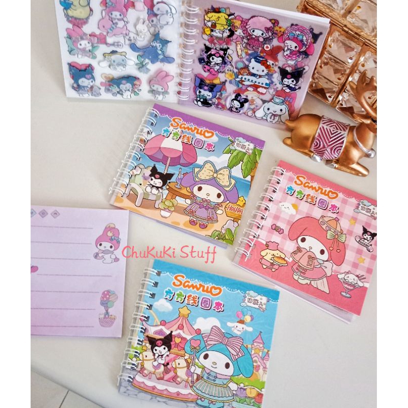 

Buku stiker dan note lucu sanrio kuromi cinnamorol melody hello kitty