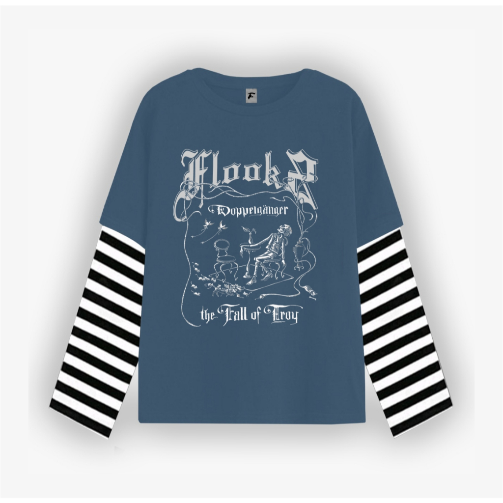 Flooks clothing Tshirt Double layer Doppelganger  flks long sleeve  kaos pria wanita