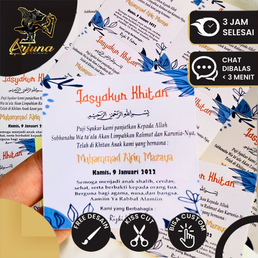 

2-4 Sticker Kotak Chromo Syukuran Walimatul Khitan Sunatan Free Desain Tasyakuran Khitanan Tulisan