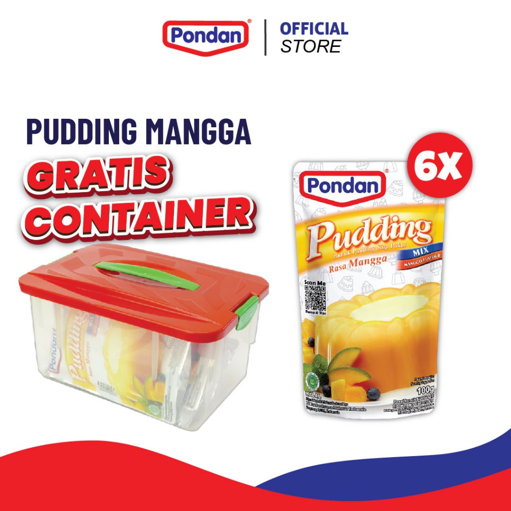 

(GRATIS CONTAINER) Pondan Pudding Masak Mangga 100g (6pcs)