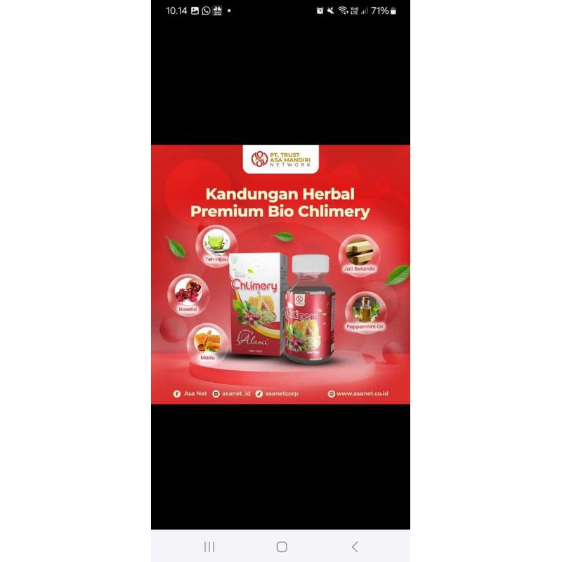 

MADU BIO CHLIMERY ASANET(1 botol)