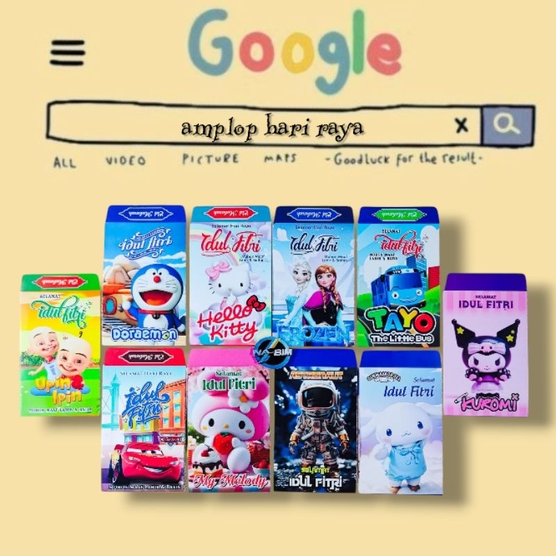

100 Lembar amplop lebaran motif kartun anak seri B DF2 Ukuran medium mix gambar campur