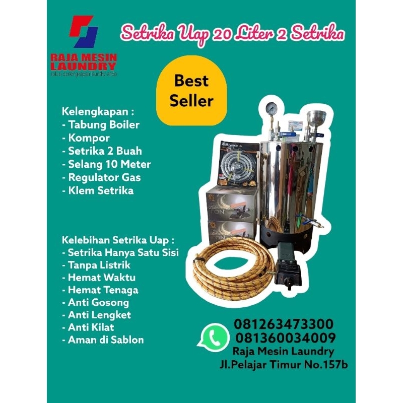 Setrika uap boiler 20 liter