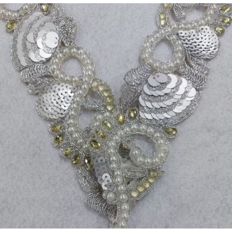 Renda India Payet SILVER MEWAH PER 50 CM