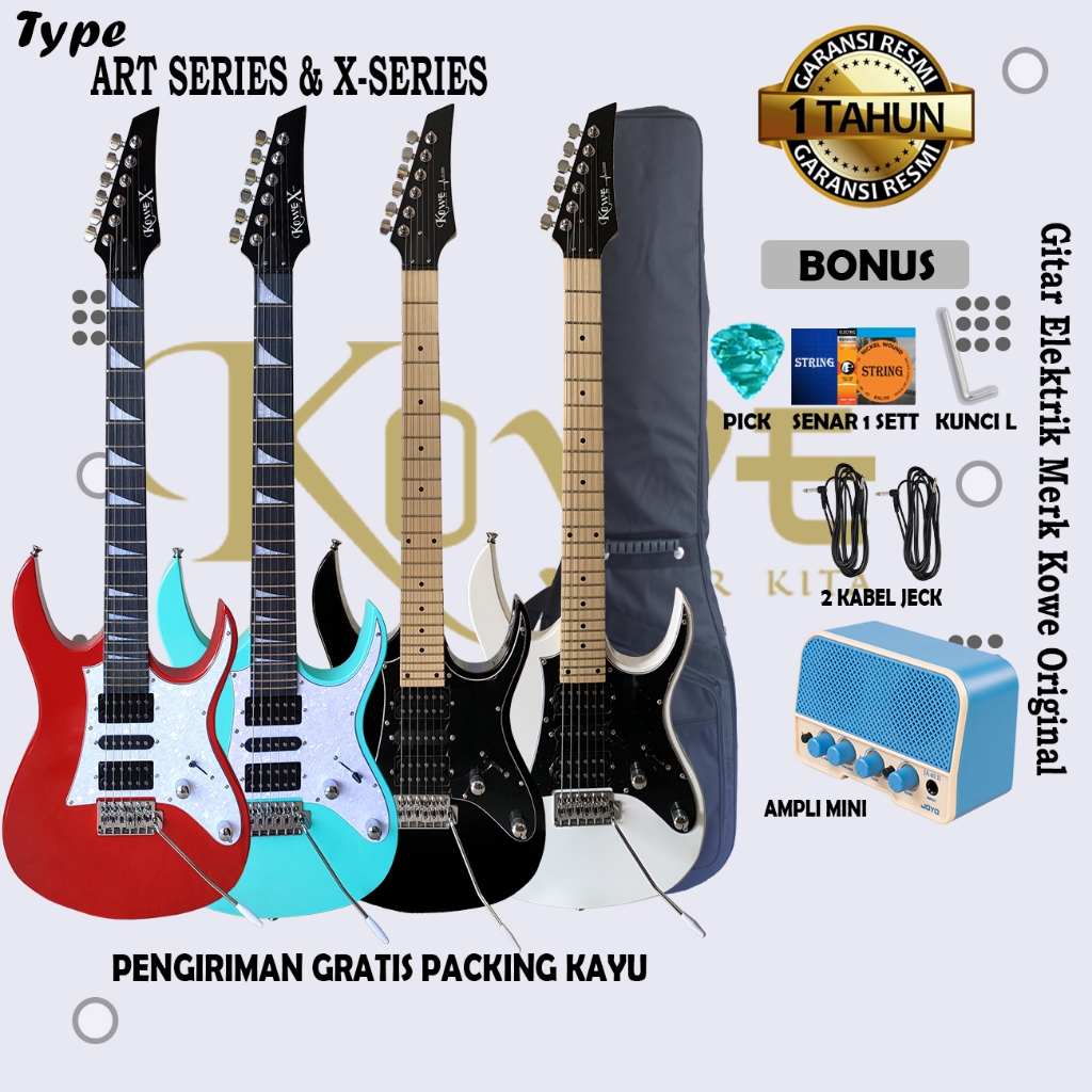 Kowe Gitar listrik original merk kowe seri X-series dan Art Series
