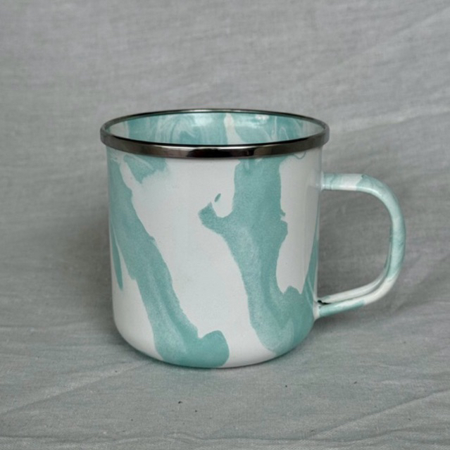 Cangkir Mug Enamel - 9 cm Marble Hijau Tosca
