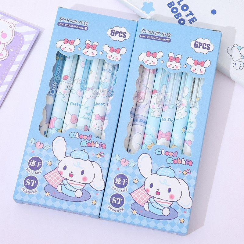 

1Pcs/1 Set (isi 6) Pena Gel Mekanik Cloud Rabbit Pulpen Bolpoin Gel PG07