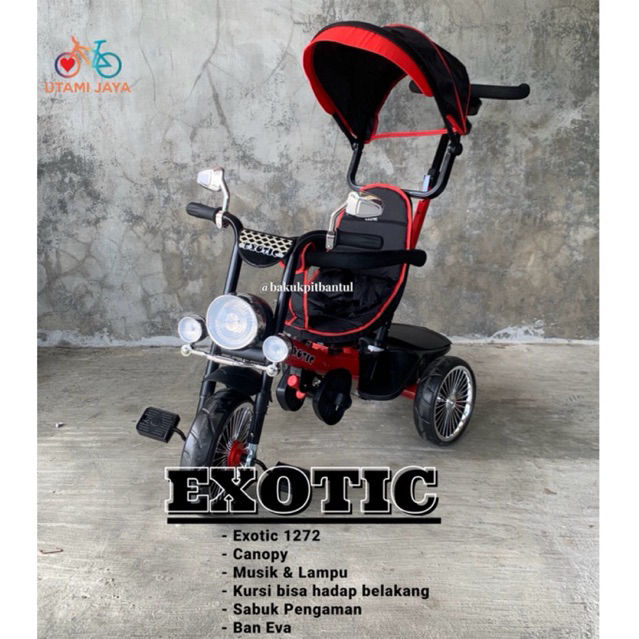 Sepeda Anak Roda 3 Tiga Exotic 1272 model Harley | Tricycle exotic 1272 | Sepeda Roda 3 Exotic