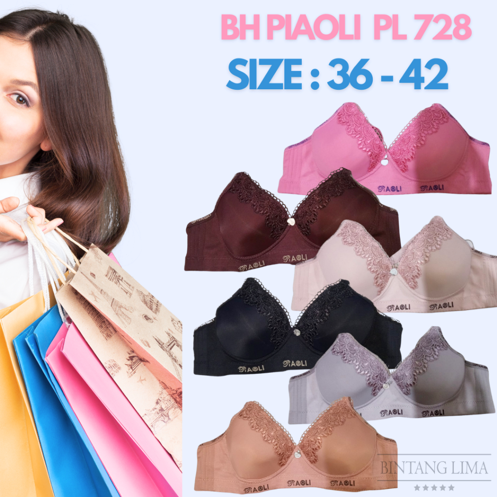 BH BRA Piaoli Cup Besar | BH Wanita Kait 3 | Motif Renda Kupu | Lembut | jumbo | big size | import
