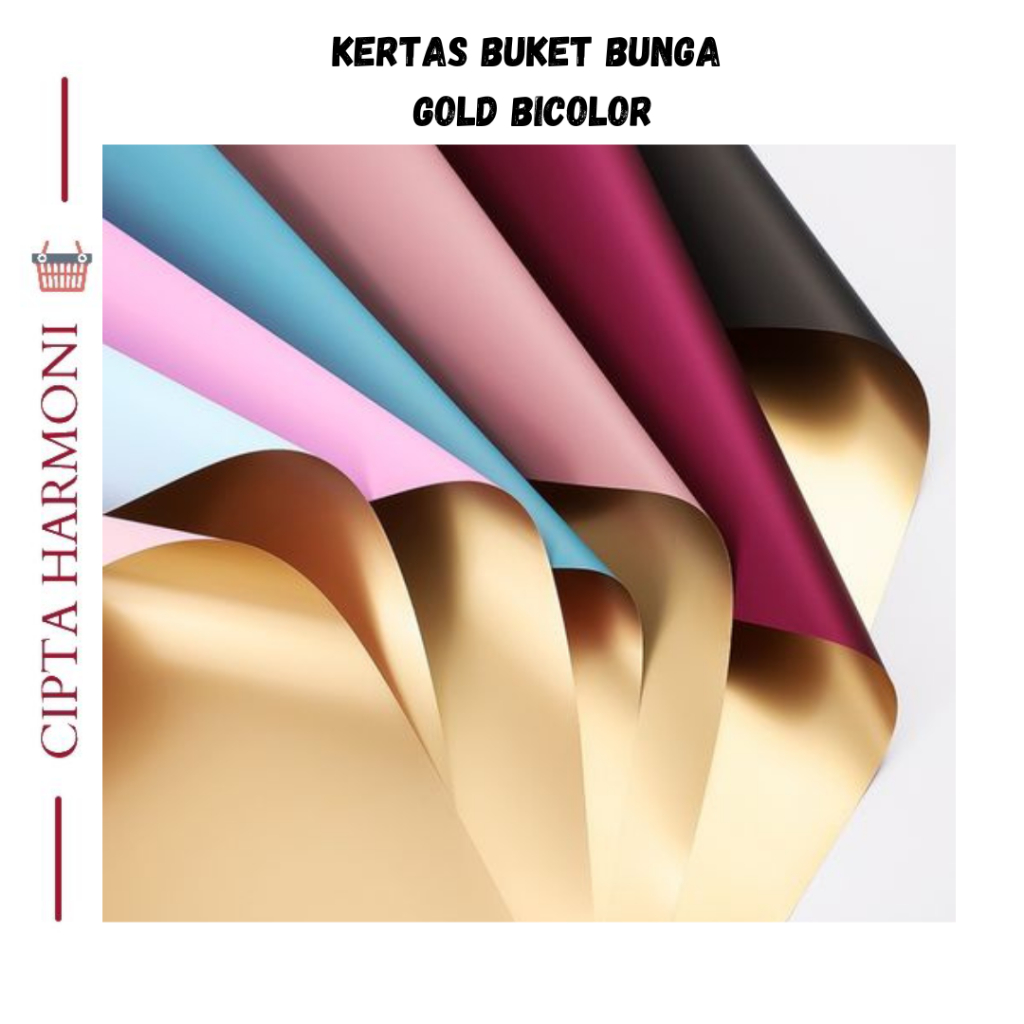 

20 LEMBAR Pembungkus Bunga/Flower Wrapping Paper Bouquet Kertas Buket Gold BiColor Cellophane KB016
