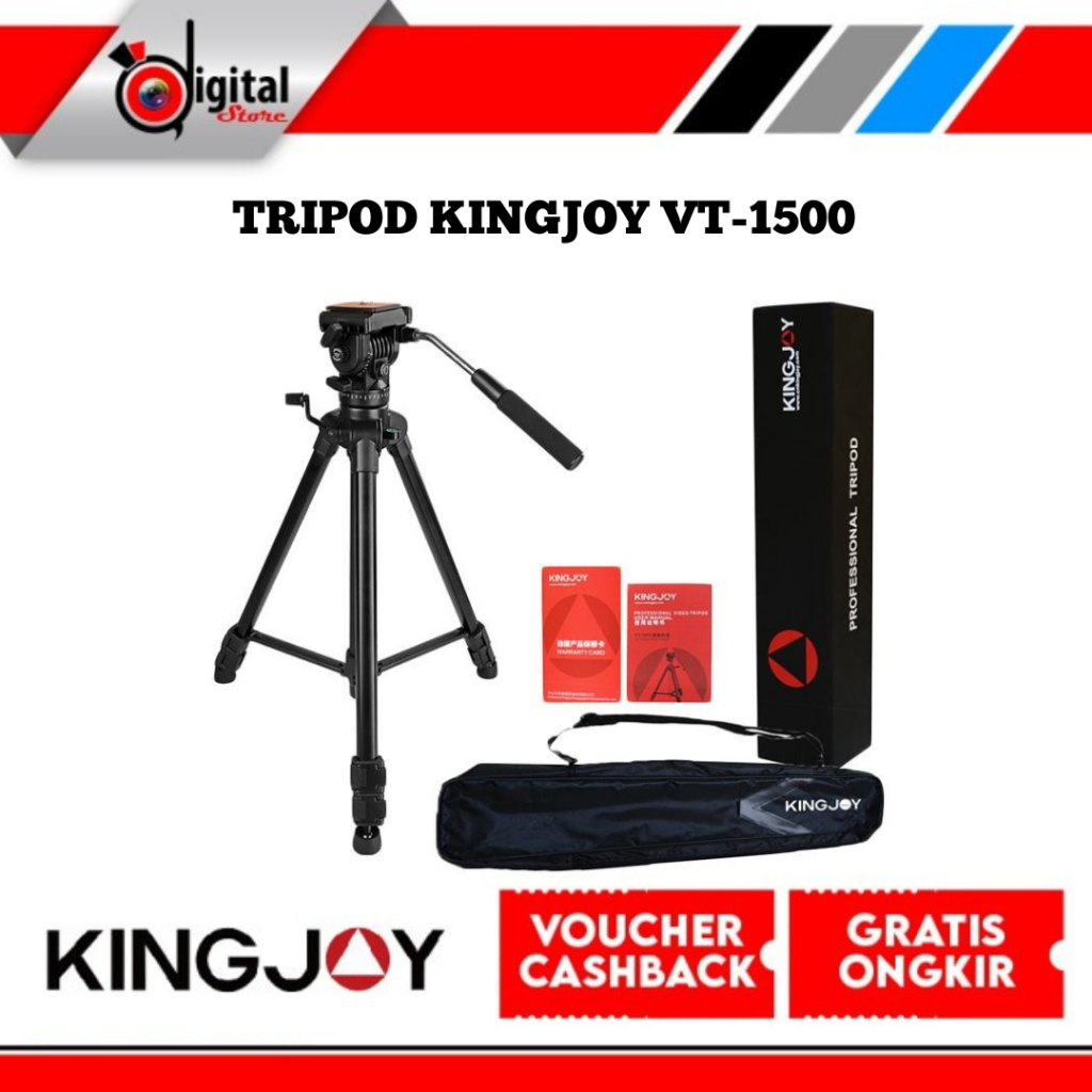 Tripod KINGJOY VT-1500 Fluidhead Profesional Tripod video kamera