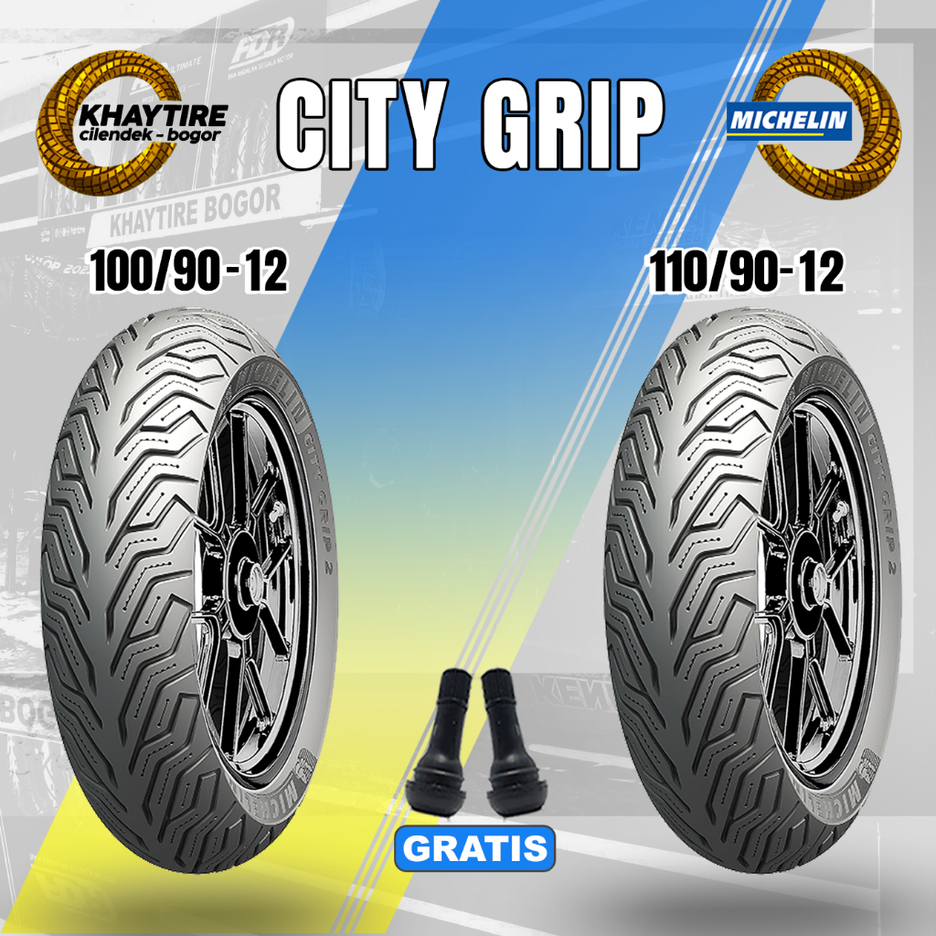 Sepasang Ban Motor Scoopy & FreeGo Michelin City Grip 100/90 & 110/90 Ring 12 Tubeless