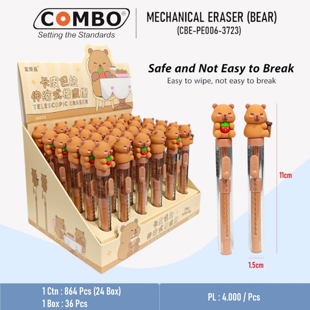 

Penghapus Pensil Mekanik Karakter Mechanical Eraser Lucu Hapusan Eraser Lipstik Retractable Cute