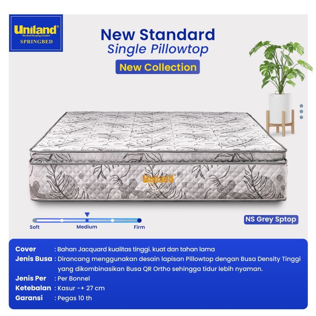 Kasur Spring Bed Uniland New Standard Single Pillowtop 180 x 200