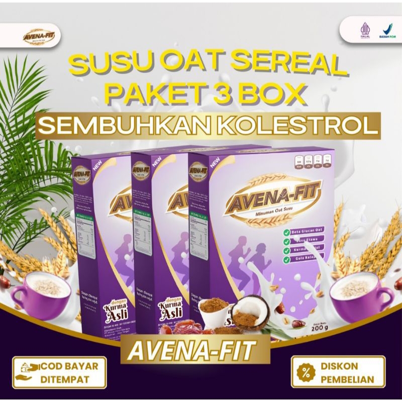 

Avena Fit Paket 3 Box - Sereal Oat Ampuh Atasi Kolesterol Jahat dan sehatkan Jantung
