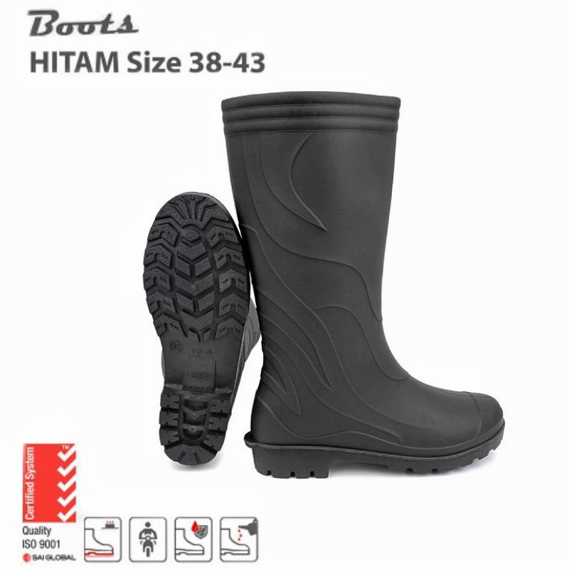 bayar di tempat sepatu boots tinggi hitam boots anti slip air lentur nyaman ringgan sepatu boot proy