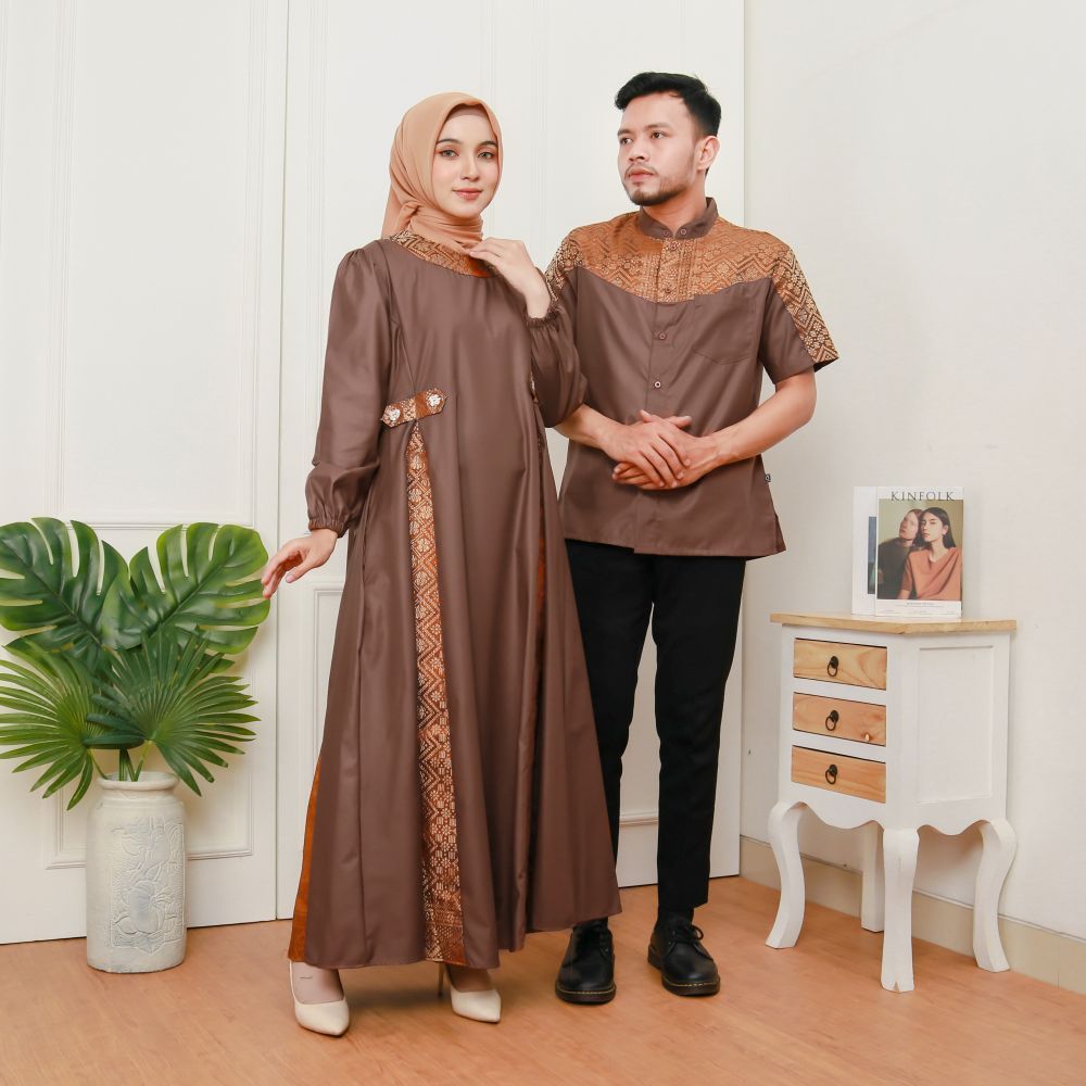 Baju Muslim Couple Saffana Songket – Baju Muslim Pasangan Eksklusif (Sarimbit Premium) – Lebaran