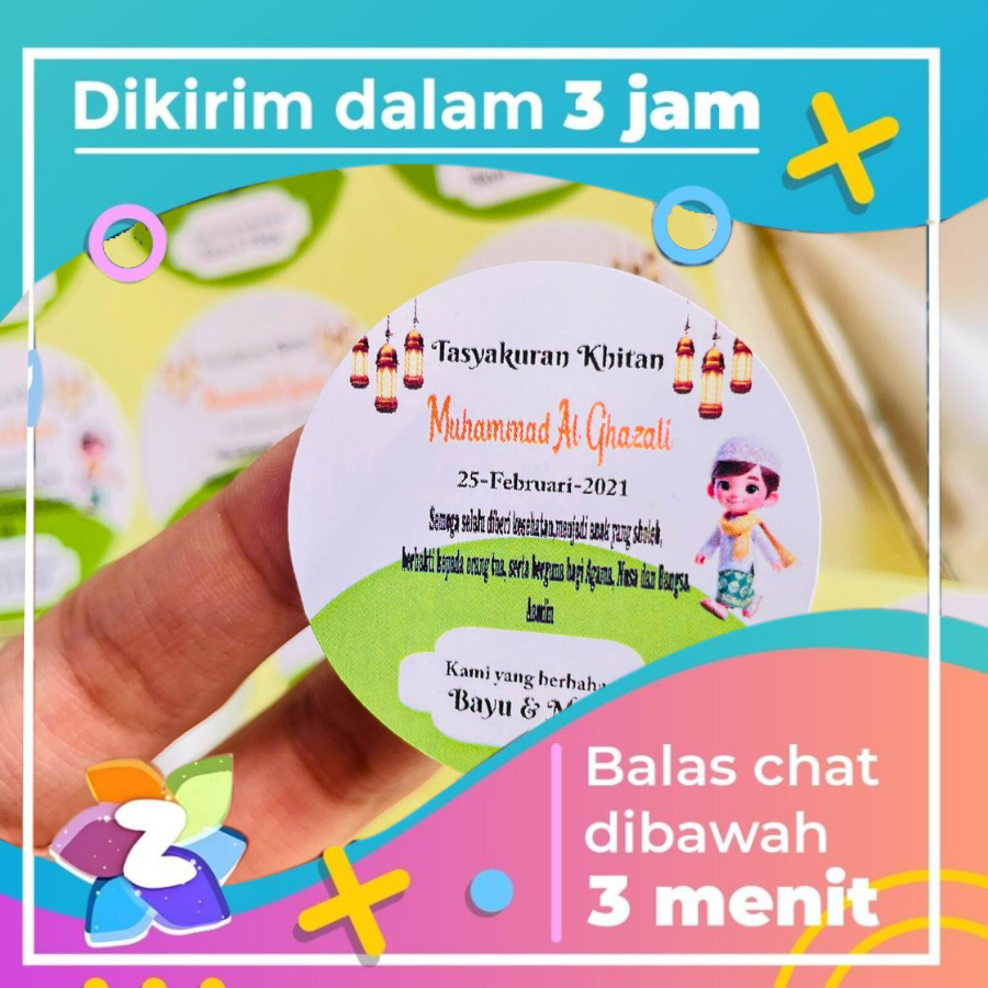 

7-11 Stiker Tasyakuran Khitan, Custom Cetak atau Kartu Tasyakuran Khitan sticker sunatan free desain