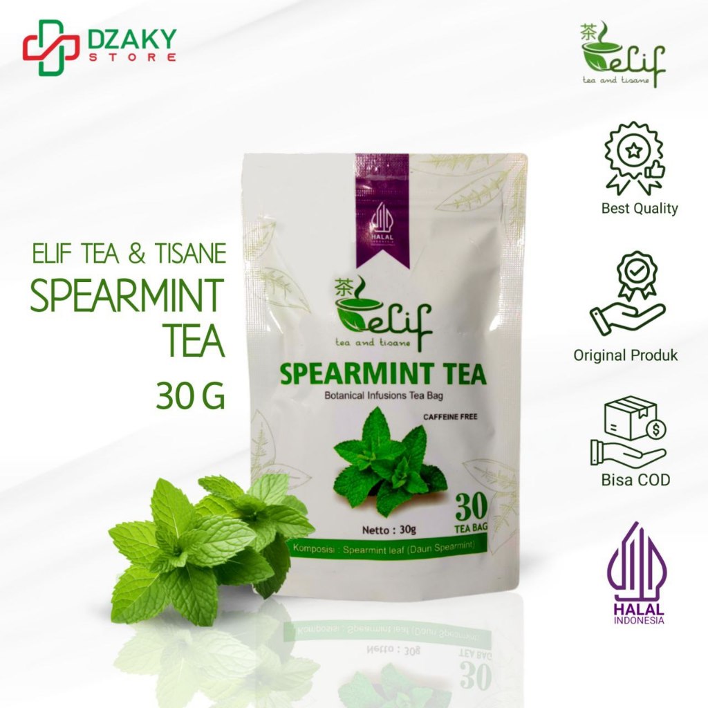 

ELIF TEA AND TISANE Spearmint Tea | Spearmint Tea Untuk Jerawat | Teh Spearmint | Pure Herbal Tea Series | Hormon PCOS Promil 30 Tea Bag