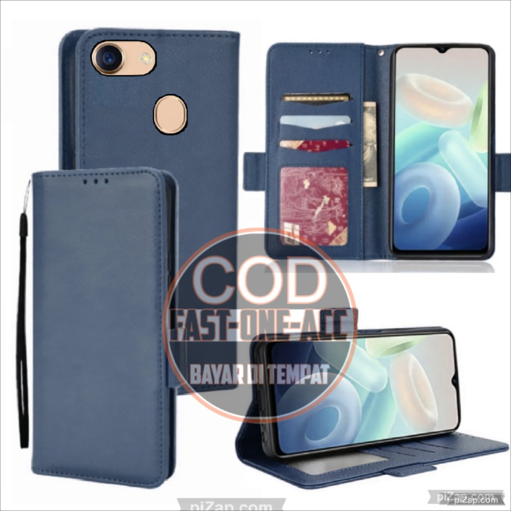 CASE HP OPPO f7- CASING DOMPET - FLIP COVER LEATHER- SARUNG HP