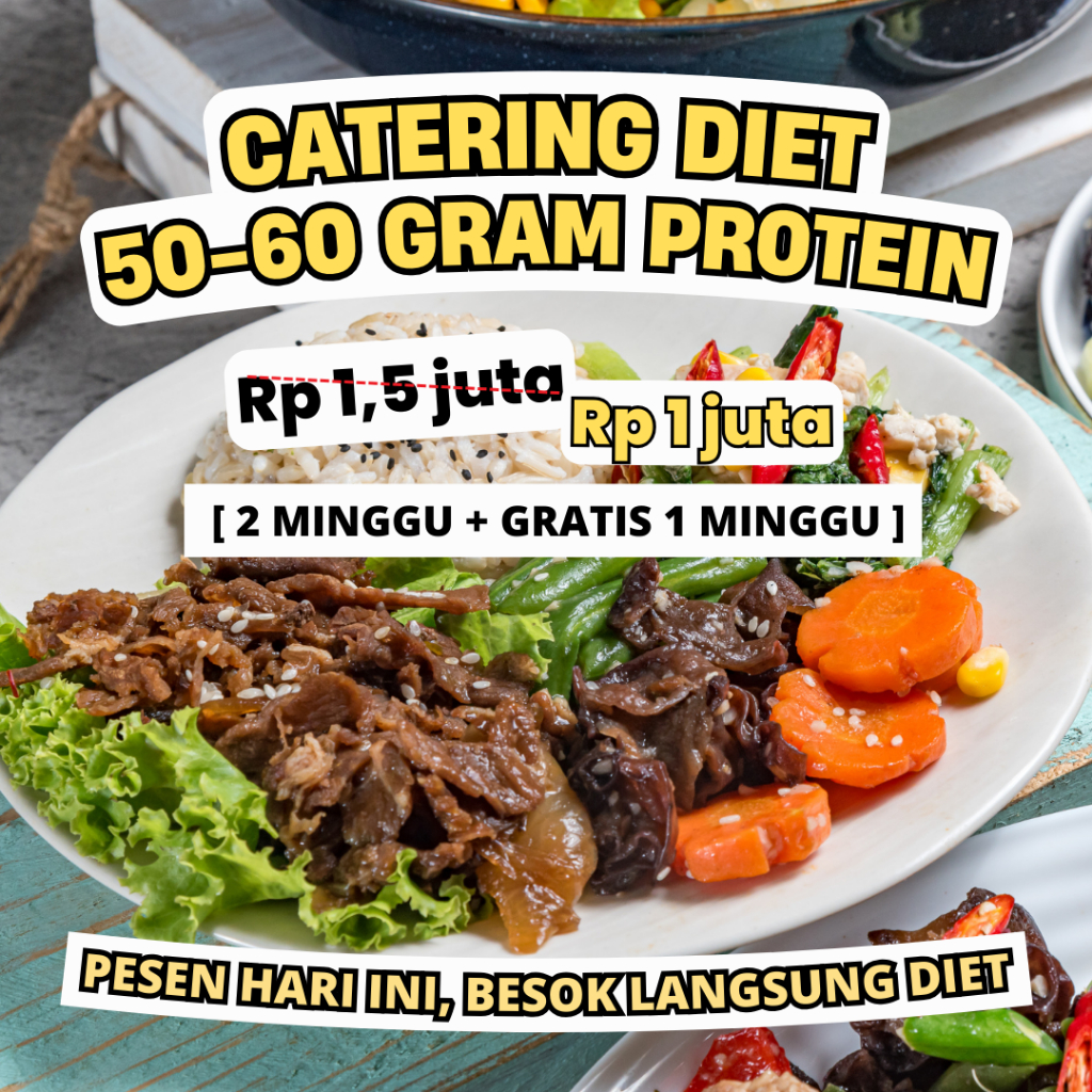 

[GRATIS 1 MINGGU] Double Protein - 2 Weeks Catering | Makanan Diet Sehat | Rendah Kalori | 50-60 gram Protein/Pax